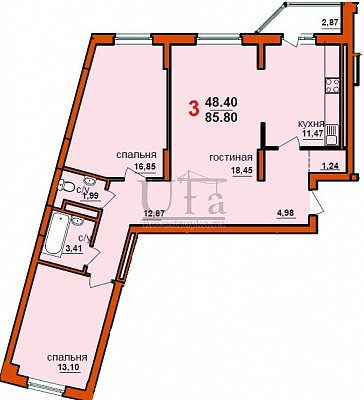 Купить 3-комнатную квартиру 85.80 кв.м. в ЖД по ул.Интернациональная