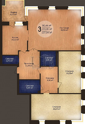 Купить 3-комнатную квартиру 137.94 кв.м. в Комплекс домов «Green Park»