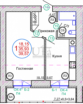 Купить 1-комнатную квартиру 39.57 кв.м. в ЖД квартала 7А по ул. Мушникова