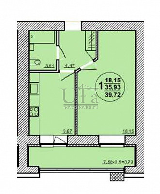 Купить 1-комнатную квартиру 39.72 кв.м. в ЖК "Йондоз"