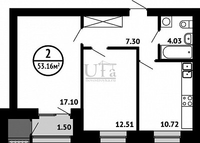 Купить 2-комнатную квартиру 53.16 кв.м. в ЖК "Цветы Башкирии" (ЗАО «ФСК Архстройинвестиции»)