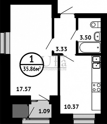Купить 1-комнатную квартиру 35.86 кв.м. в ЖК "Цветы Башкирии" (ЗАО «ФСК Архстройинвестиции»)