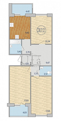 Купить 3-комнатную квартиру 81.42 кв.м. в Жилой комплекс "Полесье"