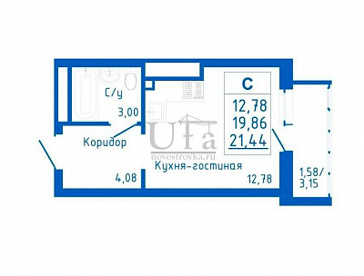 Купить Студия-комнатную квартиру 21.44 кв.м. в Жилой комплекс "Новоуфимский"