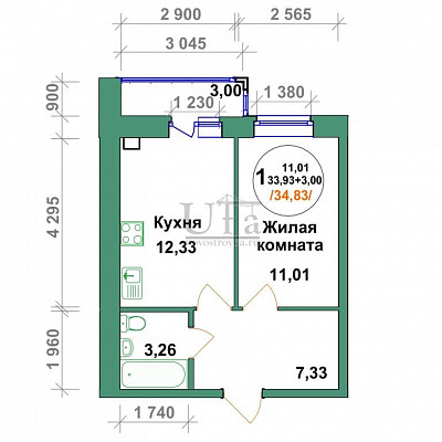 Купить 1-комнатную квартиру 34.83 кв.м. в ЖК Альпийский