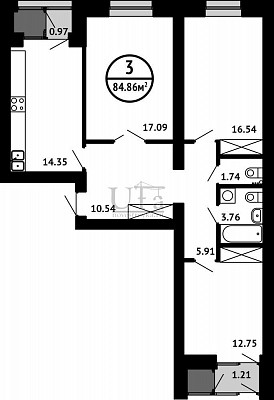 Купить 3-комнатную квартиру 84.86 кв.м. в ЖК "Цветы Башкирии" (ЗАО «ФСК Архстройинвестиции»)