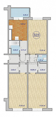 Купить 3-комнатную квартиру 85.47 кв.м. в Жилой комплекс "Полесье"