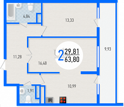 Купить 2-комнатную квартиру 63.80 кв.м. в ЖК Черемушки