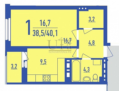 Купить 1-комнатную квартиру 40.1 кв.м. в ЖК "Лилия"