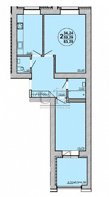Купить 2-комнатную квартиру 63.29 кв.м. в ЖК "Йондоз"