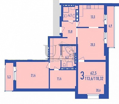 Купить 3-комнатную квартиру 118 кв.м. в ЖК "Лилия"