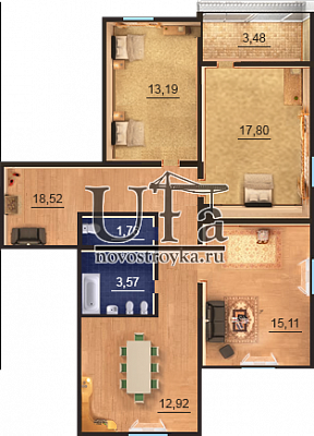 Купить 3-комнатную квартиру 84.61 кв.м. в Жилой комплекс по ул. Бургазинская