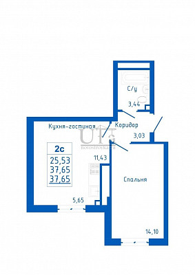 Купить 2-комнатную квартиру 37.65 кв.м. в Жилой комплекс "Новоуфимский"