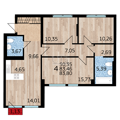 Купить 4-комнатную квартиру 83.8 кв.м. в ЖК Уфимский Кремль