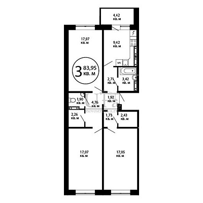 Купить 3-комнатную квартиру 83.95 кв.м. в Жилой комплекс "Полесье"