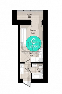 Купить Студия-комнатную квартиру 21.64 кв.м. в ЖК Эльбрус