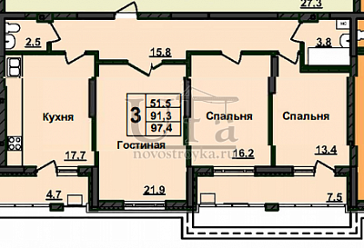 Купить 3-комнатную квартиру 97.4 кв.м. в ЖК "Нестеровский"