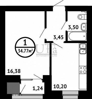Купить 1-комнатную квартиру 34.77 кв.м. в ЖК "Цветы Башкирии" (ЗАО «ФСК Архстройинвестиции»)