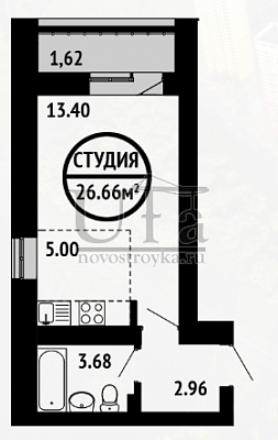 Купить Студия-комнатную квартиру 26.66 кв.м. в Жилой комплекс "8 марта"