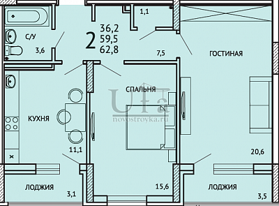 Купить 2-комнатную квартиру 62.8 кв.м. в Жилой комплекс "Искра"